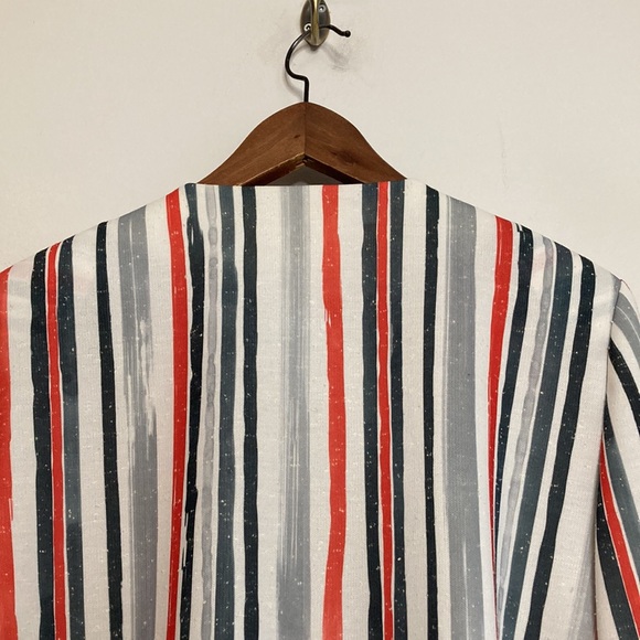 New Vintage Blazer Womens Large XL White Gray Red Stripe Light Jacket Retro 90s - Picture 4 of 14